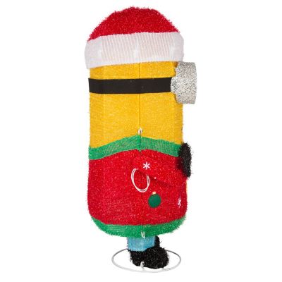 Image showing Holiday Tinsel Yard Sculpture Minion Kevin in Santa Hat