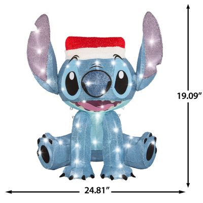 Image showing 3D Holiday Lighted Tinsel Sculpture Stitch with Santa Hat