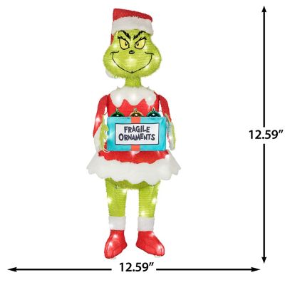 Image showing 3D Holiday Lighted Tinsel Sculpture Grinch with Ornament Box