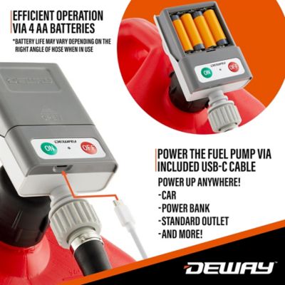 Image showing 5 th Deway Ultra Fast Can Fuel Transfer Pump, USB & Battery Power, Trigger Nozzle, Rubber Hose & Adapters