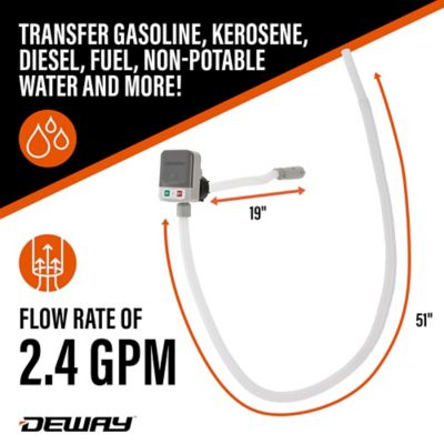 Image showing  Fuel Transfer Pump, Battery Powered, 51 in. Hose with 2.4 GPM Basic Clip-On Nozzle & 3 Adapters