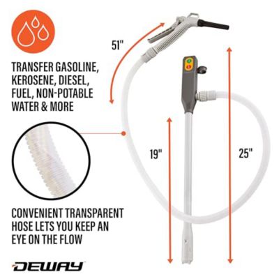 Image showing  Fuel Transfer Pump, 3.2 GPM, 51 in. Hose, Hand Trigger Nozzle, Battery Powered, Gas/Diesel/Water