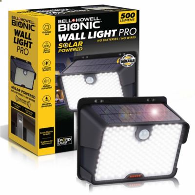 Bell & Howell Bionic Wall Light Pro 500 Lumens Black Solar Powered Integrated LED Motion Activated Wall Light