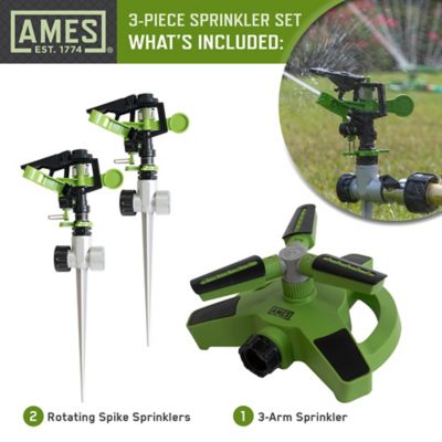 Image showing  3-Piece Revolving Sprinkler Set with 2 Pulsating Spike Style and one 3-Arm Rotating Sprinkler