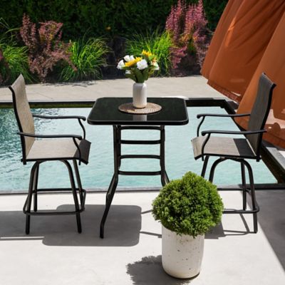 Image showing  Outdoor Bar Stools Set of 4 Swivel Patio Bar Stools with Weather Resistant Textilene Fabric