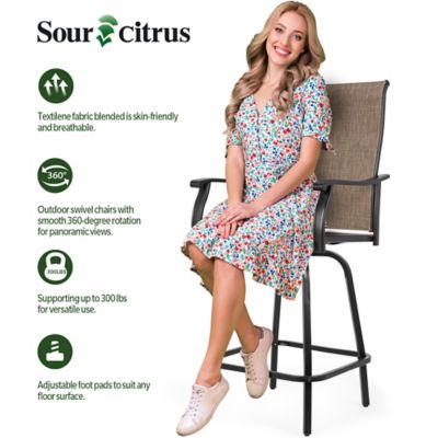 Image showing  Outdoor Bar Stools Set of 2 Swivel Patio Bar Stools with Weather Resistant Textilene Fabric