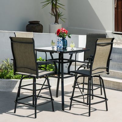 Image showing  Outdoor Bar Height Table 31.5 in. Square Patio Bar Table with Tempered Glass Top for Garden, Lawn