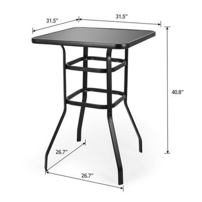 Image showing  Outdoor Bar Height Table 31.5 in. Square Patio Bar Table with Tempered Glass Top for Garden, Lawn