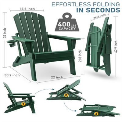 Image showing  HDPE Folding Adirondack Chair with Cup Holder,Weather-Resistant, Low Maintenance, Supports up to 400 lb.