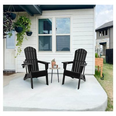 Image showing  HDPE Folding Adirondack Chair with Cup Holder,Weather-Resistant, Low Maintenance, Supports up to 400 lb., 4 Pack