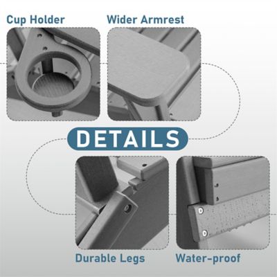 Image showing  HDPE Folding Adirondack Chair with Cup Holder,Weather-Resistant, Low Maintenance, Supports up to 400 lb., 4 Pack
