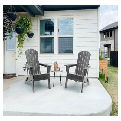 Image showing  HDPE Folding Adirondack Chair with Cup Holder,Weather-Resistant, Low Maintenance, Supports up to 400 lb., 4 Pack