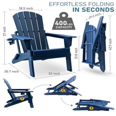 Image showing  HDPE Folding Adirondack Chair with Cup Holder,Weather-Resistant, Low Maintenance, Supports up to 400 lb., 4 Pack