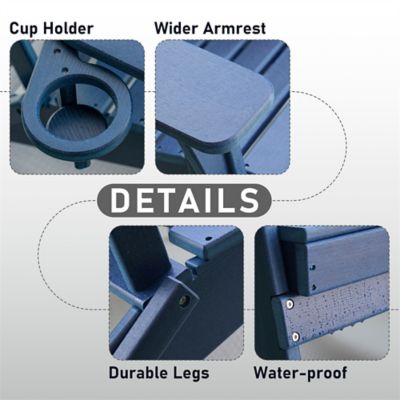 Image showing  HDPE Folding Adirondack Chair with Cup Holder,Weather-Resistant, Low Maintenance, Supports up to 400 lb., 4 Pack