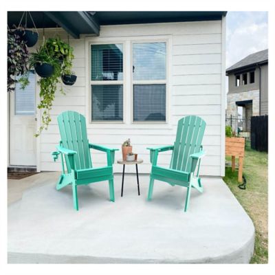Image showing  HDPE Folding Adirondack Chair with Cup Holder,Weather-Resistant, Low Maintenance, Supports up to 400 lb., 2 Pack