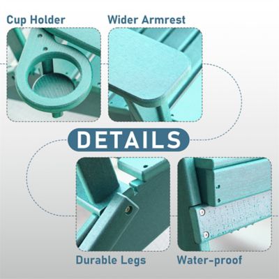 Image showing  HDPE Folding Adirondack Chair with Cup Holder,Weather-Resistant, Low Maintenance, Supports up to 400 lb., 2 Pack