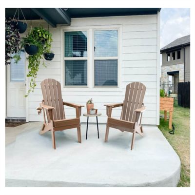 Image showing  HDPE Folding Adirondack Chair with Cup Holder,Weather-Resistant, Low Maintenance, Supports up to 400 lb., 2 Pack