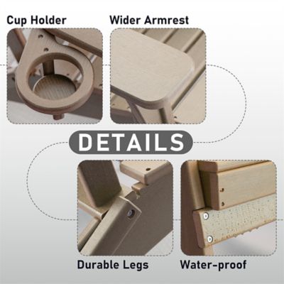 Image showing  HDPE Folding Adirondack Chair with Cup Holder,Weather-Resistant, Low Maintenance, Supports up to 400 lb., 2 Pack