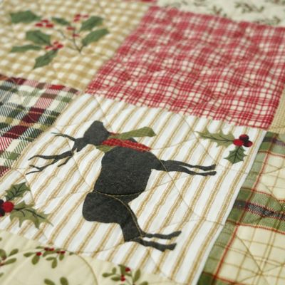 Image showing  Holly Forest Holiday Pieced Cotton Quilt Set