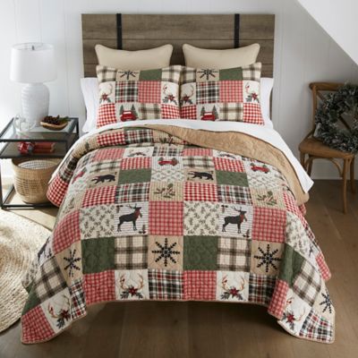 Image showing 5 th Donna Sharp Holly Forest Holiday Pieced Cotton Quilt Set