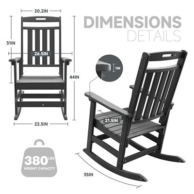 Image showing  HDPE All-Weather Outdoor Rocking Chair, Porch Deck Rocker