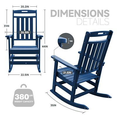 Image showing  HDPE All-Weather Outdoor Rocking Chair, Porch Deck Rocker