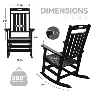 Image showing  HDPE All-Weather Outdoor Rocking Chair, Porch Deck Rocker,2 Pack