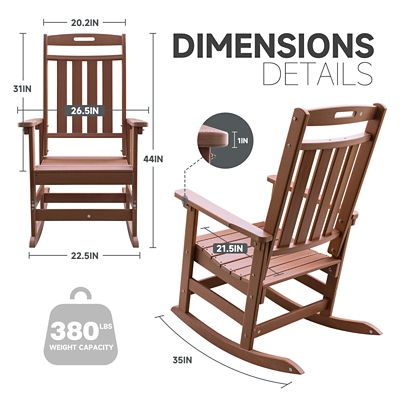 Image showing 2 th Upland HDPE All-Weather Outdoor Rocking Chair, Porch Deck Rocker, 2 pk.
