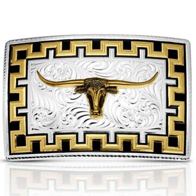 Montana Silversmiths Honor and Grit Buckle with Longhorn
