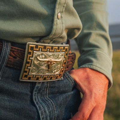 Image showing  Honor and Grit Buckle with Longhorn