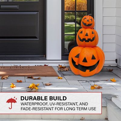 Image showing 3 th Haunted Hill Farm 29 in. 3 Stacking Pumpkins Blow Mold with Lights