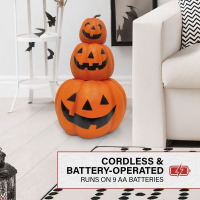 Image showing 5 th Haunted Hill Farm 29 in. 3 Stacking Pumpkins Blow Mold with Lights
