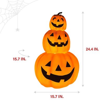 Image showing 6 th Haunted Hill Farm 29 in. 3 Stacking Pumpkins Blow Mold with Lights