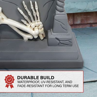 Image showing  25 in. Tombstone with Skeleton Blow Mold with Lights