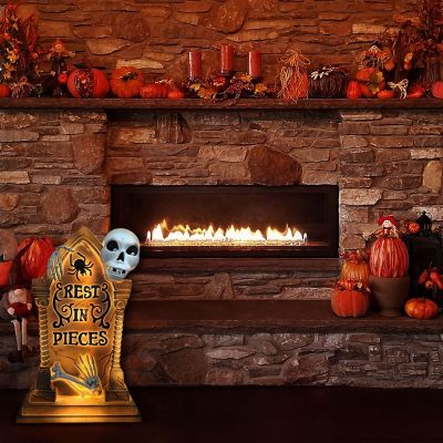 Image showing 8 th Haunted Hill Farm 25 in. Tombstone with Skeleton Blow Mold with Lights