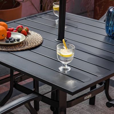Image showing  Square Outdoor Patio Dining Table with Umbrella Hole for Garden, Backyard and Deck