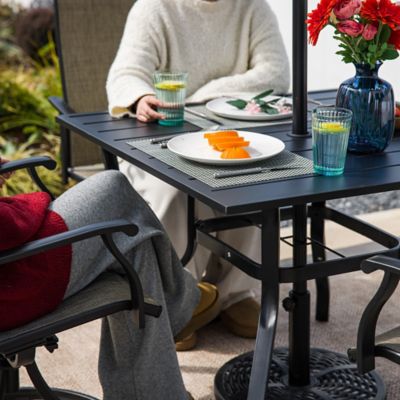 Image showing 6 th Sour Citrus Square Outdoor Patio Dining Table with Umbrella Hole for Garden, Backyard and Deck