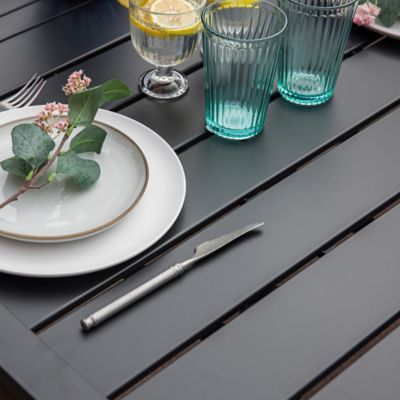 Image showing 6 th Sour Citrus 6-Person Rectangular Outdoor Patio Dining Table with Umbrella Hole for Garden, Backyard and Deck