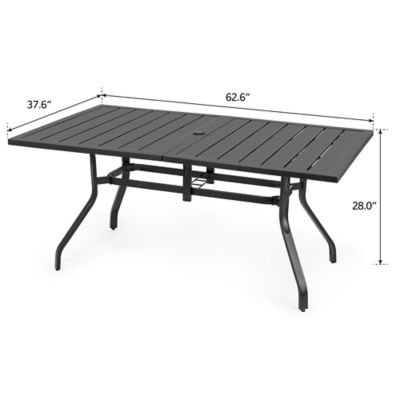 Image showing 8 th Sour Citrus 6-Person Rectangular Outdoor Patio Dining Table with Umbrella Hole for Garden, Backyard and Deck