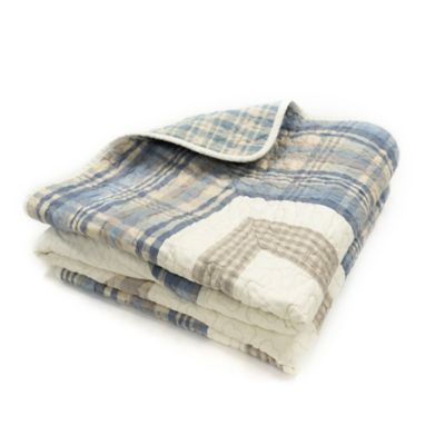 Image showing  Coastal Star Embroidered Cotton Quilted Throw