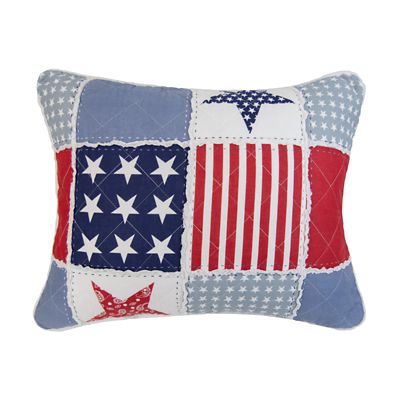 Image showing  Star & Stripe Ragged Pieced Cotton Quilt Set