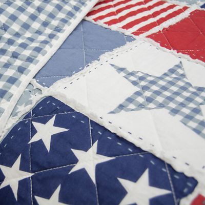 Image showing  Star & Stripe Ragged Pieced Cotton Quilt Set