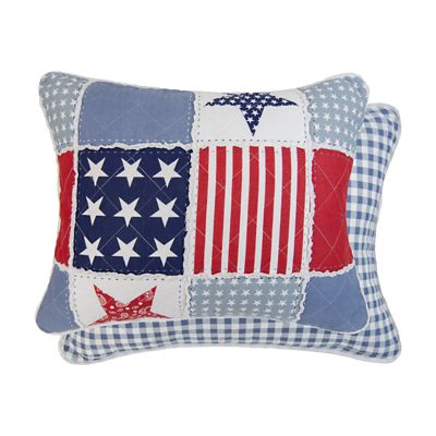 Image showing  Star & Stripe Ragged Pieced Cotton Quilt Set