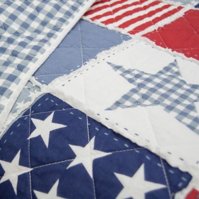 Image showing  Star & Stripe Ragged Pieced Cotton Quilted Throw