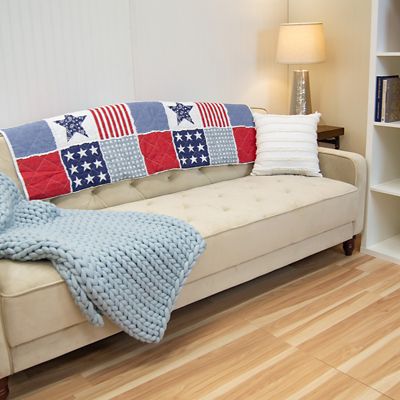 Image showing 5 th Donna Sharp Star & Stripe Ragged Pieced Cotton Quilted Throw