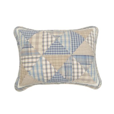 Image showing  Coastal Star Embroidered Pieced Cotton Quilt Set