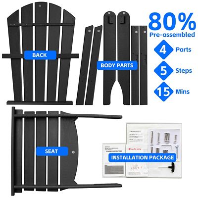 Image showing 5 th Upland All Weather HDPE Stackable Adirondack Chair, Space-Saving Outdoor Patio Chair, 4 pc.