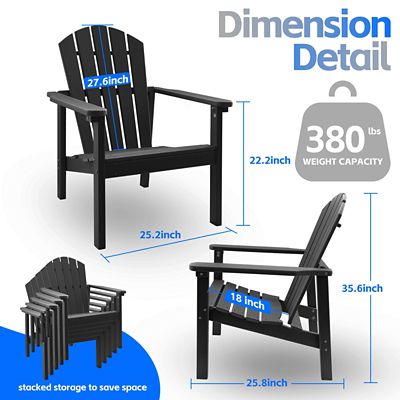 Image showing  All Weather HDPE Stackable Adirondack Chair, Space-Saving Outdoor Patio Chair, 2 pc.
