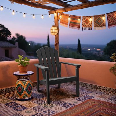 Image showing  All Weather HDPE Stackable Adirondack Chair, Space-Saving Outdoor Patio Chair, 2 pc.