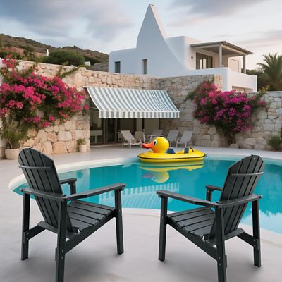 Image showing  All Weather HDPE Stackable Adirondack Chair, Space-Saving Outdoor Patio Chair, 2 pc.